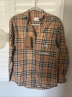 NWT Burberry Archive Check beige Button-Down Shirt